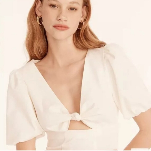 J. Crew Cutout Puff-sleeve Black Dress Cotton twill 8 Medium Sheath Keyhole - Picture 5 of 7